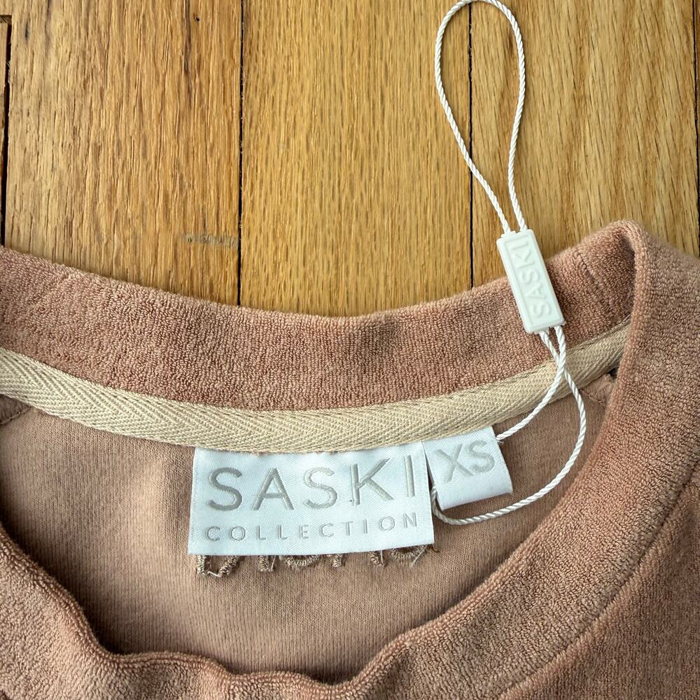 Saski Pink Blush Sweetheart Cut Out Terry Cloth Mini Dress Size XS NWOT - Picture 4 of 12